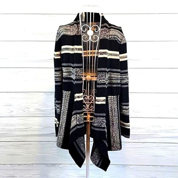St. John's Bay open front striped cardigan Size L - Picture 1 of 10